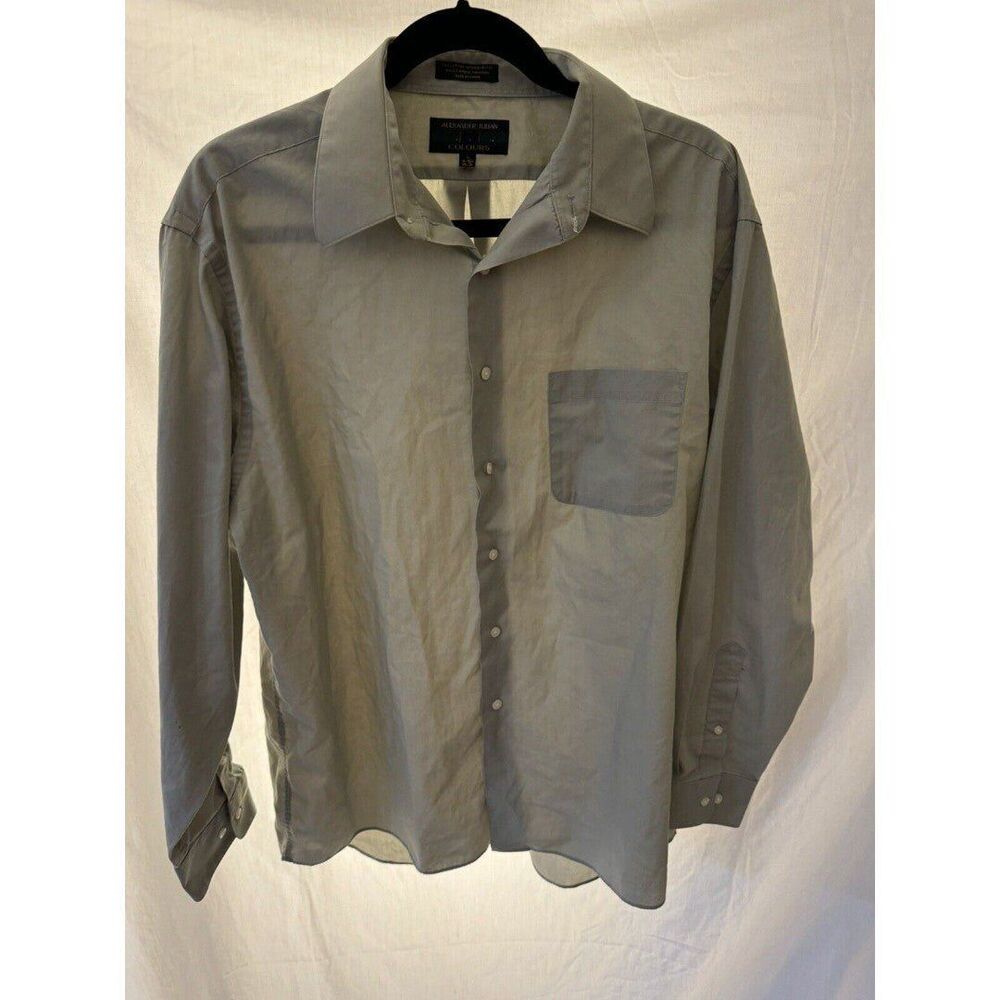 COLOURS BY ALEXANDER JULIAN MEN'S TAN LONG SLEEVE BUTTON-FRONT SHIRT- L VINTAGE